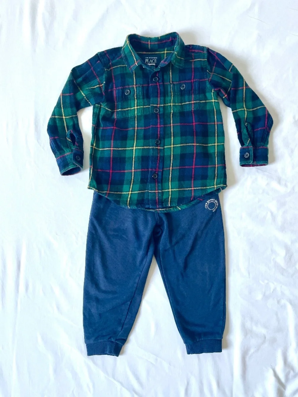 2-Pc Baby Sz2/2T Toddler Boys Plaid Flannel Shirt Pants